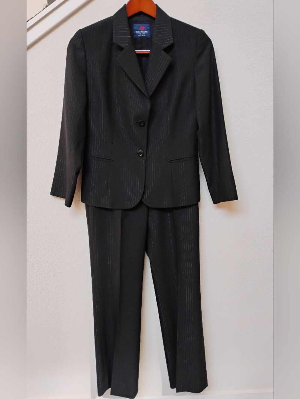 Buckingham Black Pinstripe Women's Suit - Two-Button Blazer & Pant